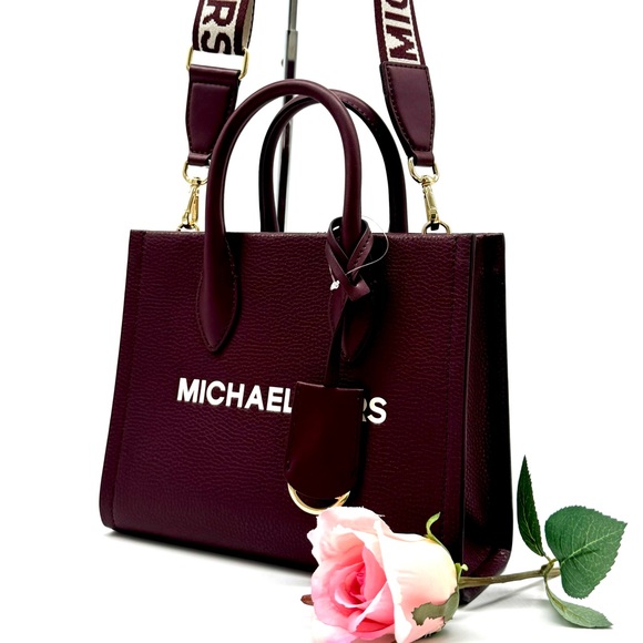 Michael Kors Mirella Small Signature Logo Crossbody Bag Ox Blood - Picture 1 of 8